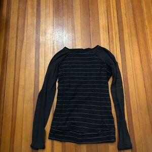 lululemon athletica Black Striped Long Sleeve Top